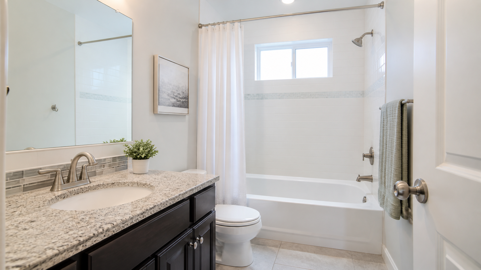 Middle-tier bathroom remodel with vanity and shower