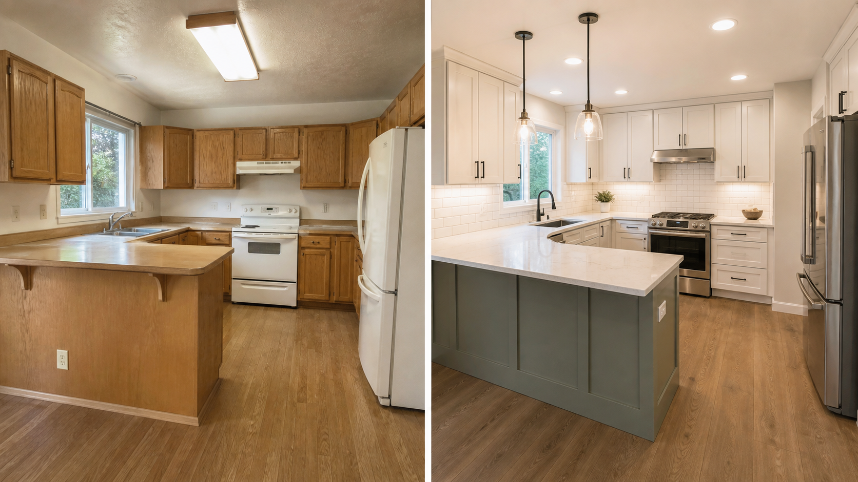 Before and after kitchen remodel transformation